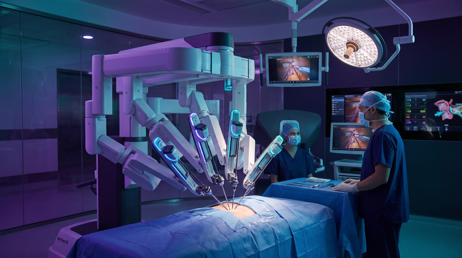 da Vinci Xi robotik platformu ile böbrek cerrahisi — ameliyathane